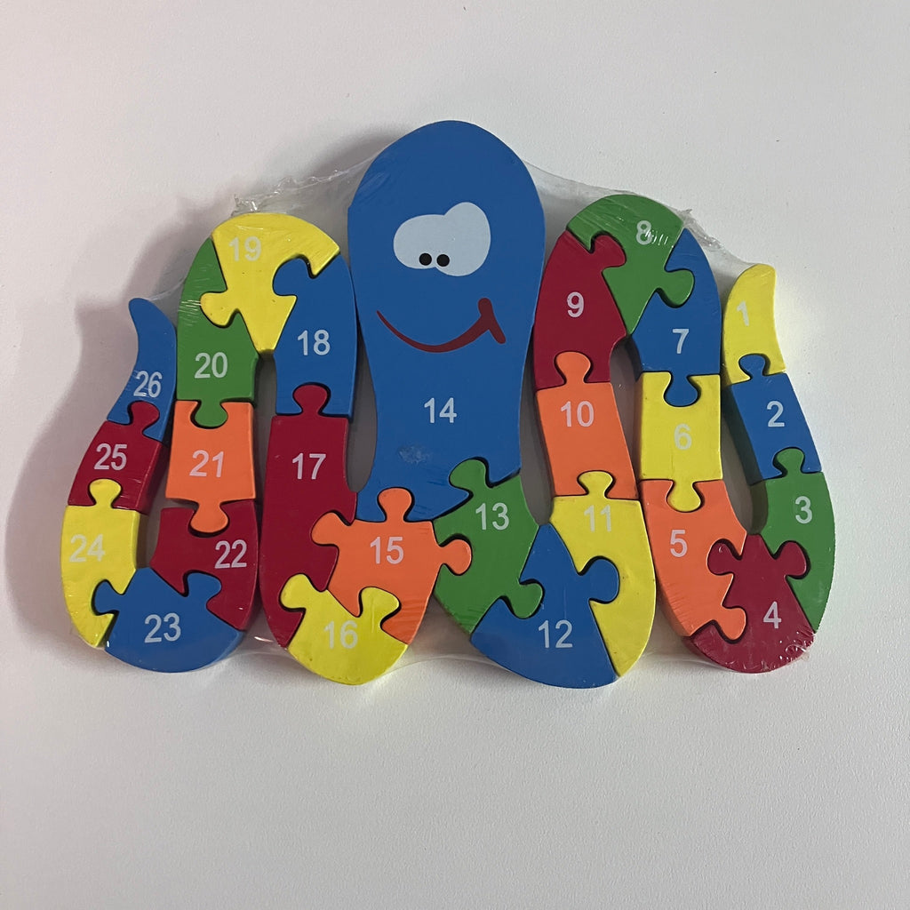 Wooden Block Puzzle - Alphabet & Number - Octopus