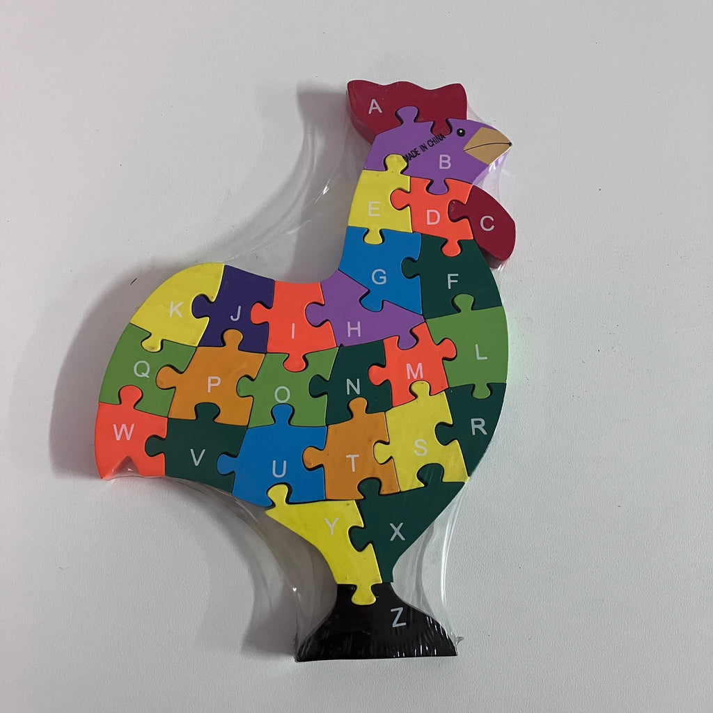 Wooden Block Puzzle - Alphabet & Number - Rooster