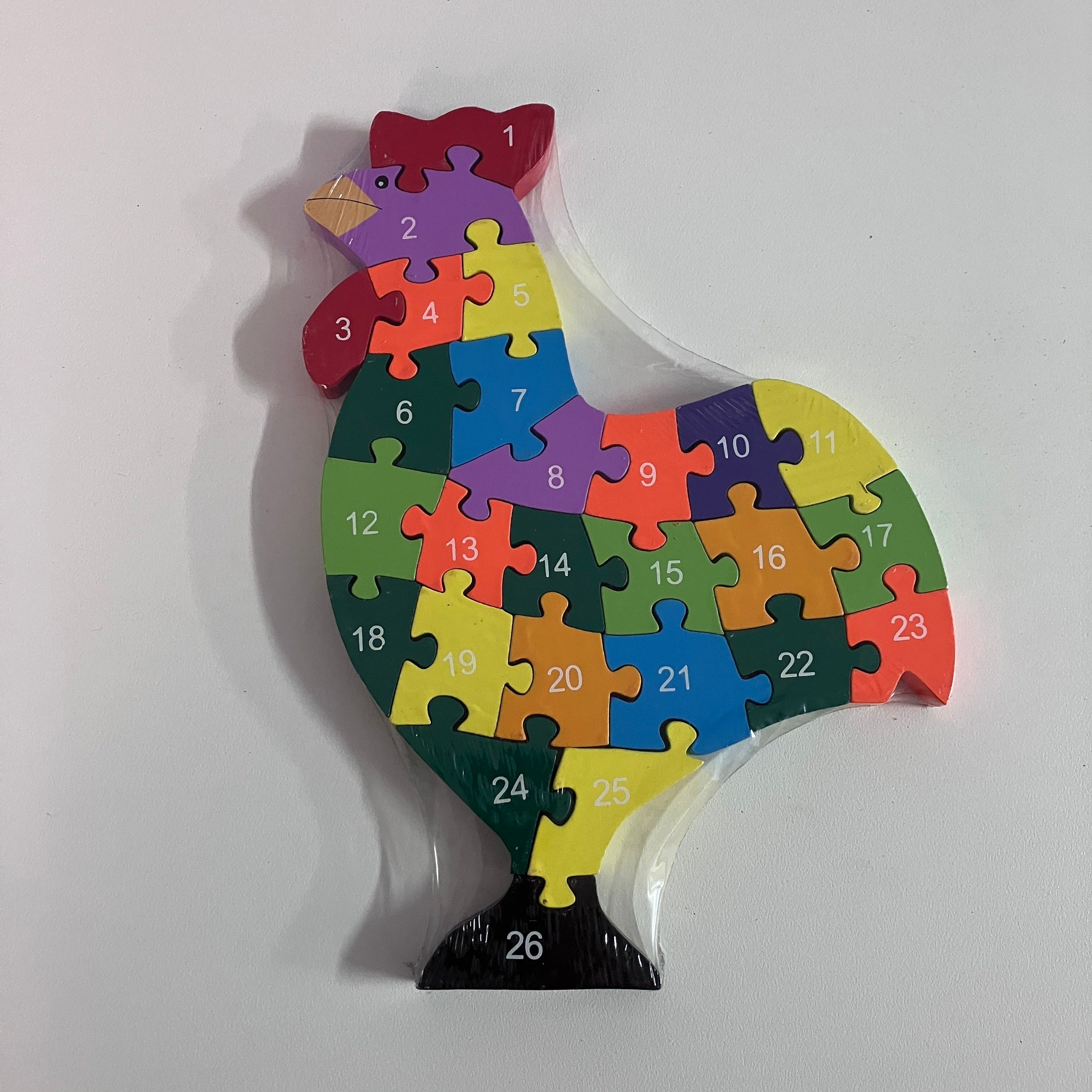 Wooden Block Puzzle - Alphabet & Number - Rooster