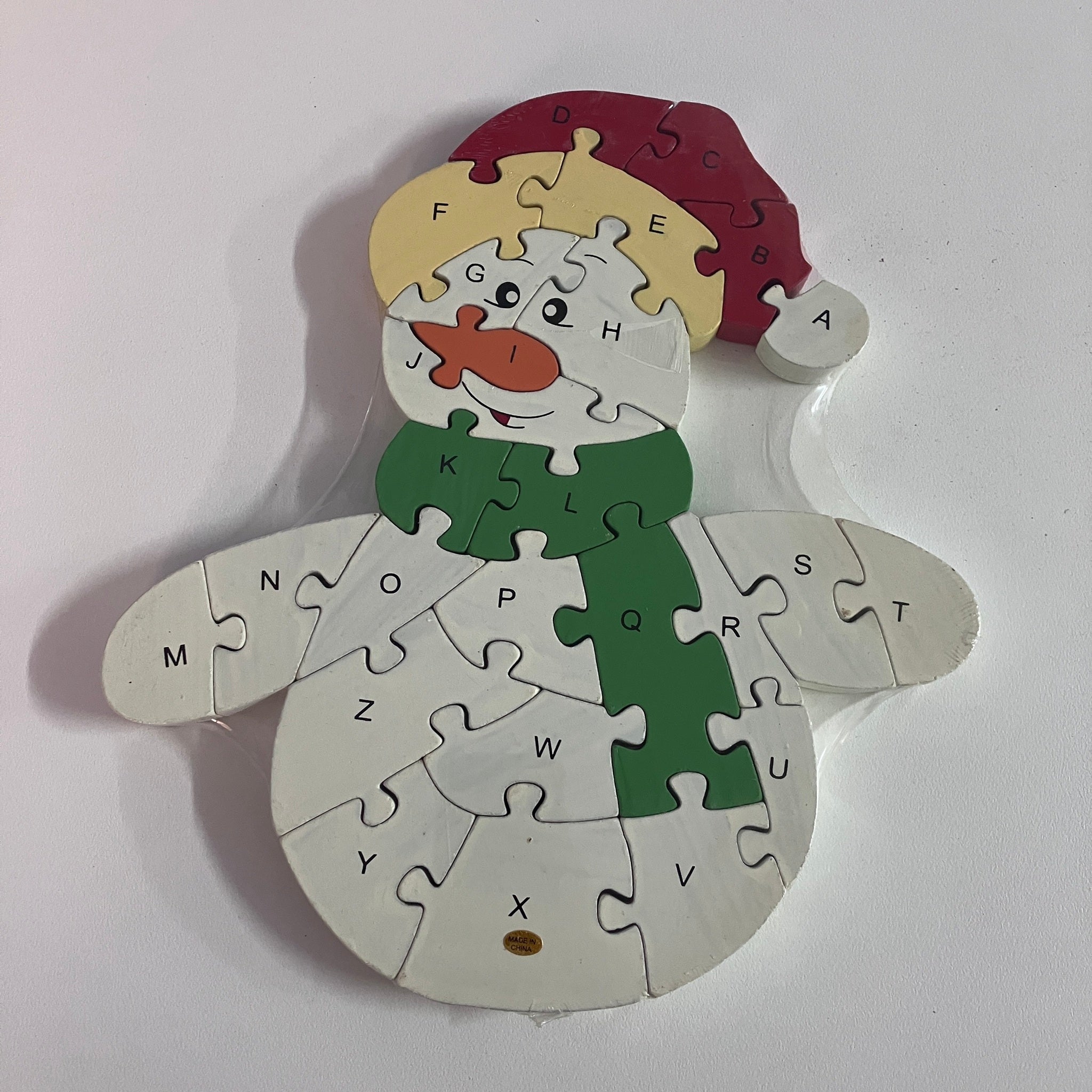 Wooden Block Puzzle - Alphabet - Snowman