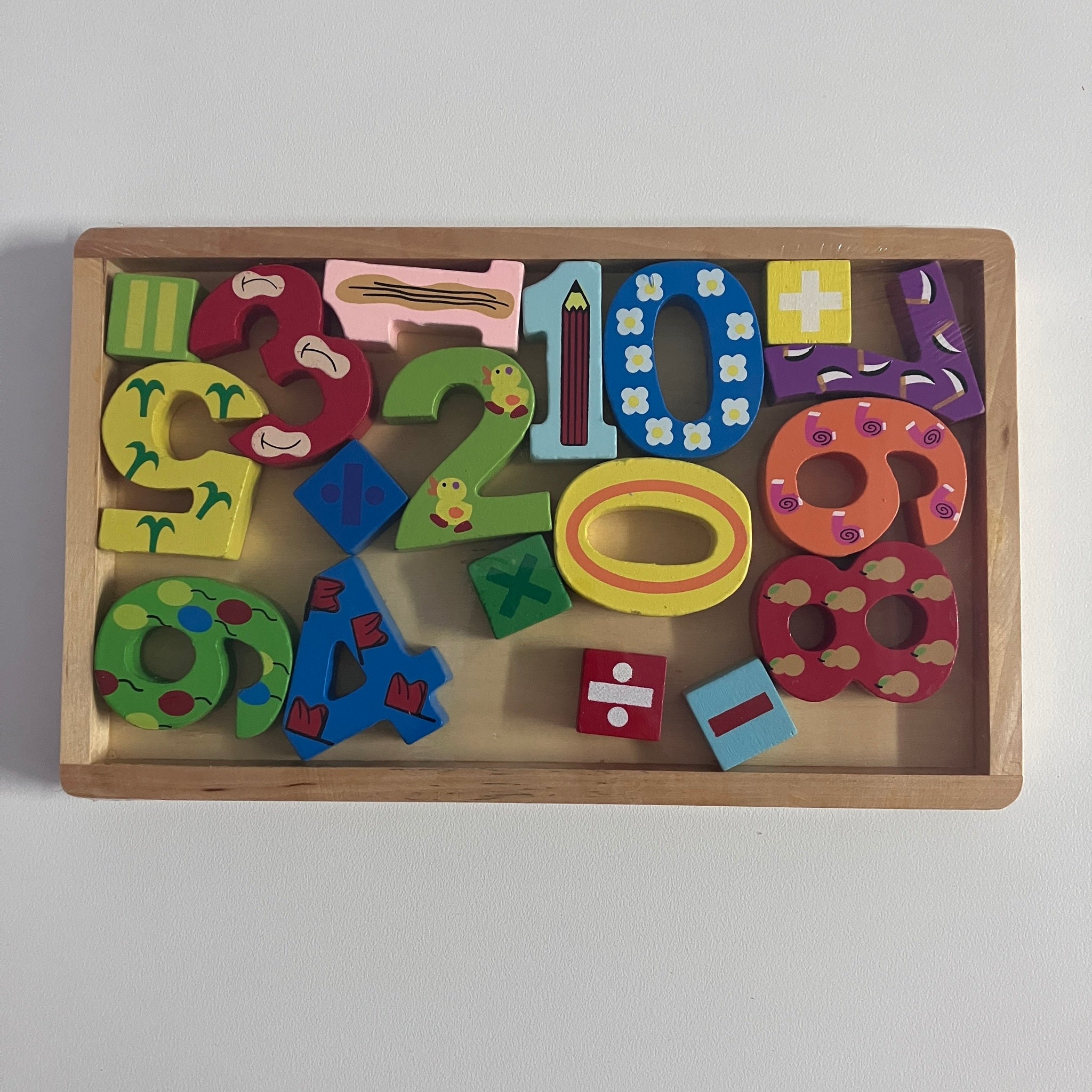 Wooden Block Tray - Numbers