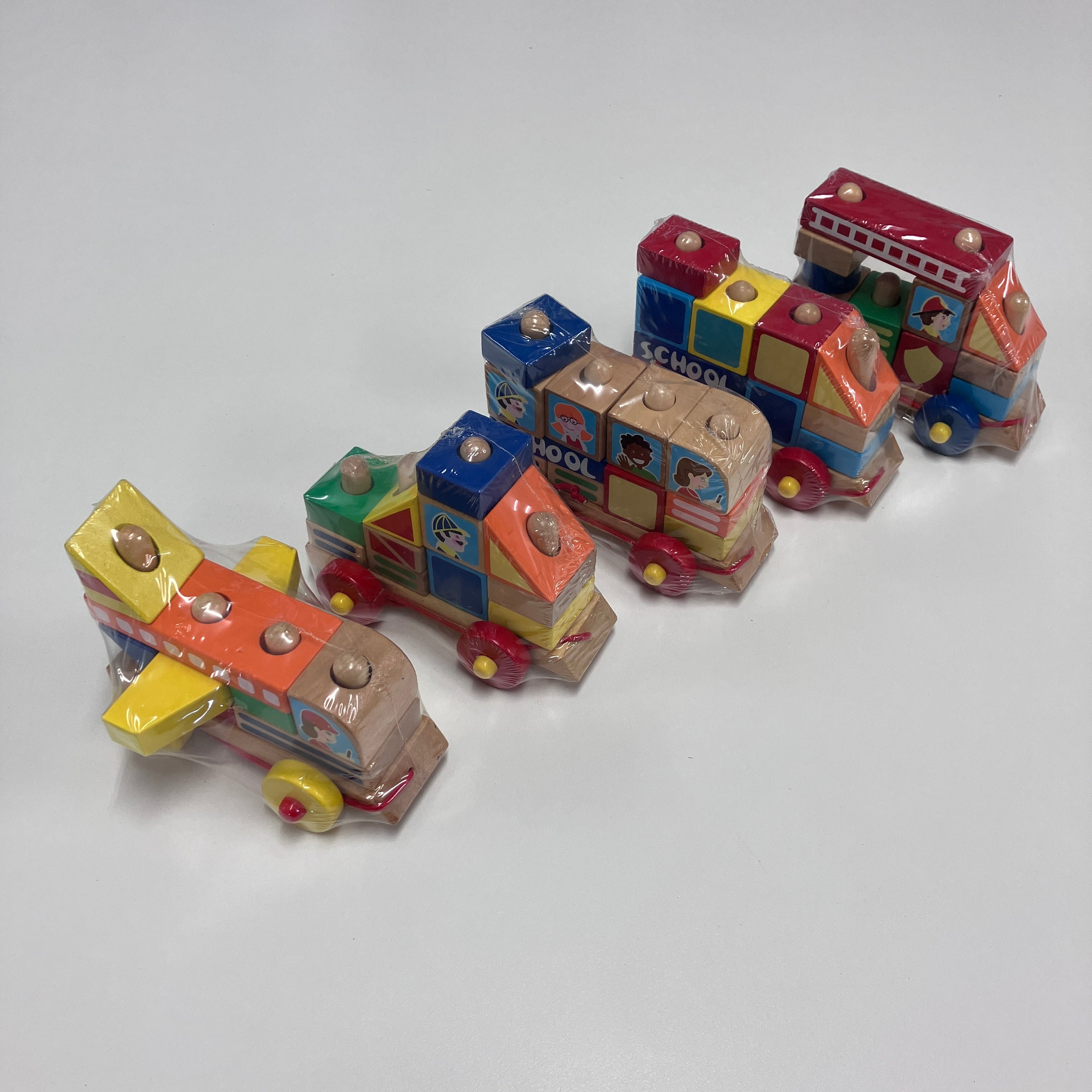 Wooden Pull Along Block Vehicle - Assorted Designs