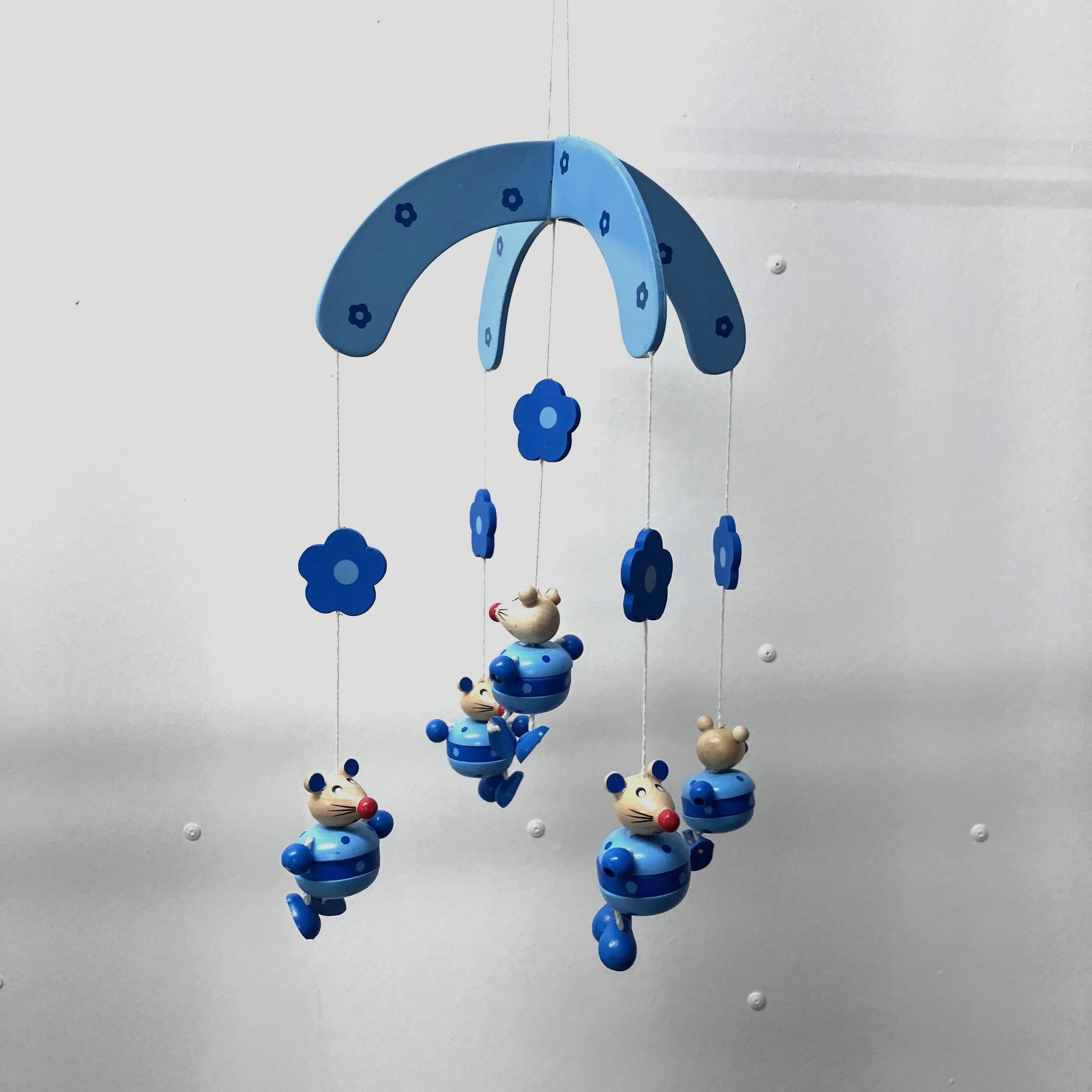 Wooden Mobile - Blue Mouse