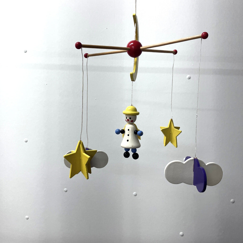 Wooden Mobile - Clown Stars Moon