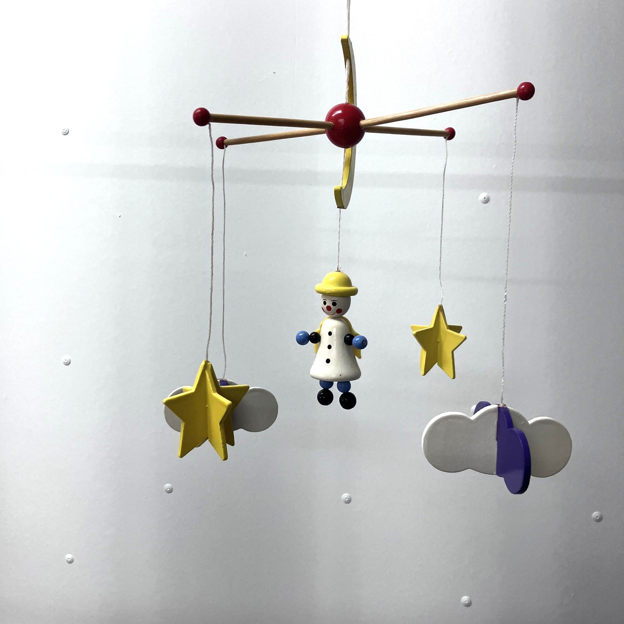 Wooden Mobile - Clown Stars Moon