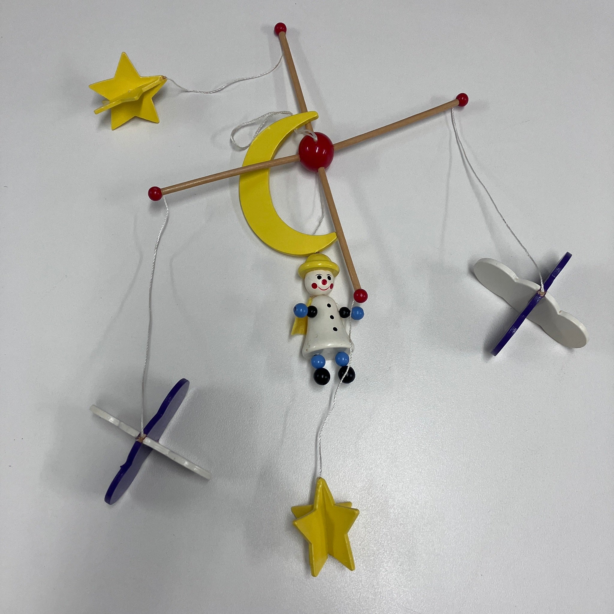 Wooden Mobile - Clown Stars Moon