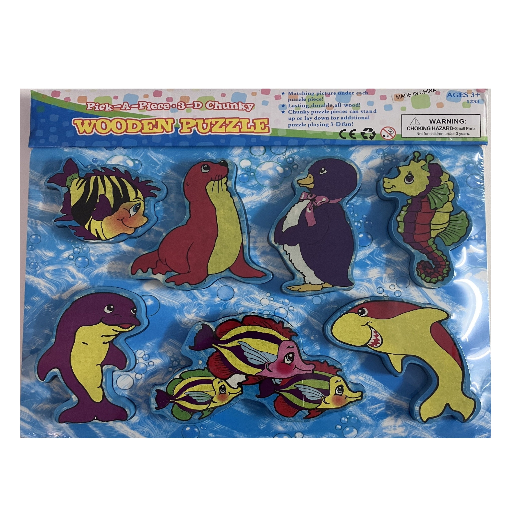 Wooden Block Puzzle - Sealife