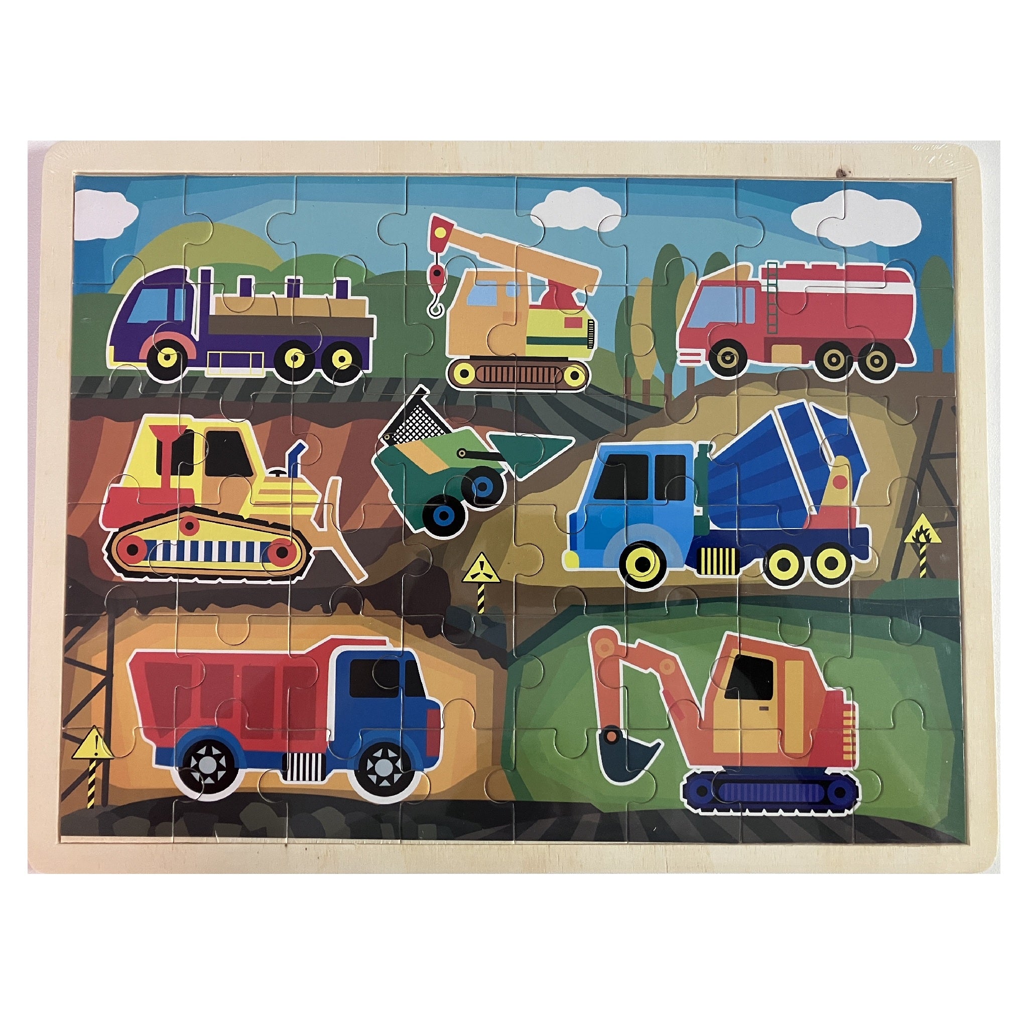 Wooden Jigsaw Puzzle - Large - 48pcs - Trucks