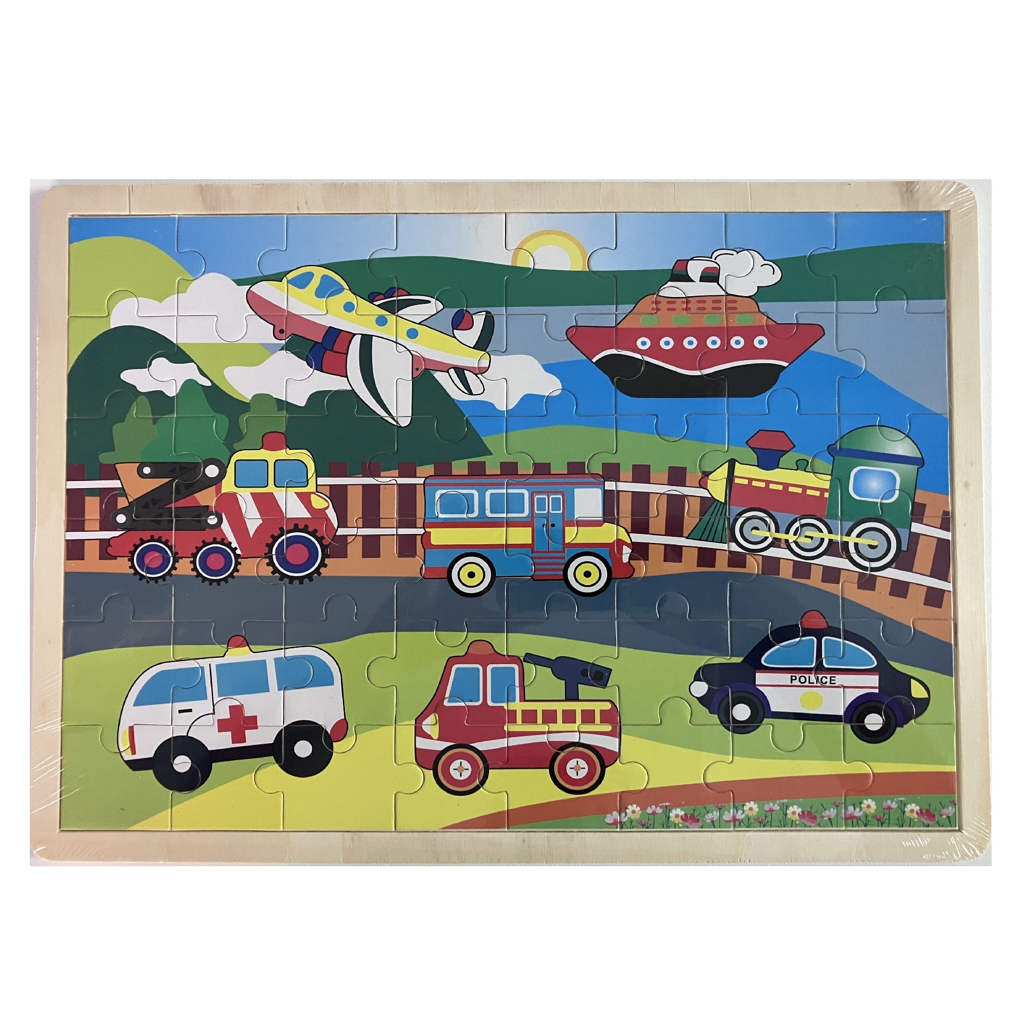 Wooden Jigsaw Puzzle - Large - 48pcs - Transport