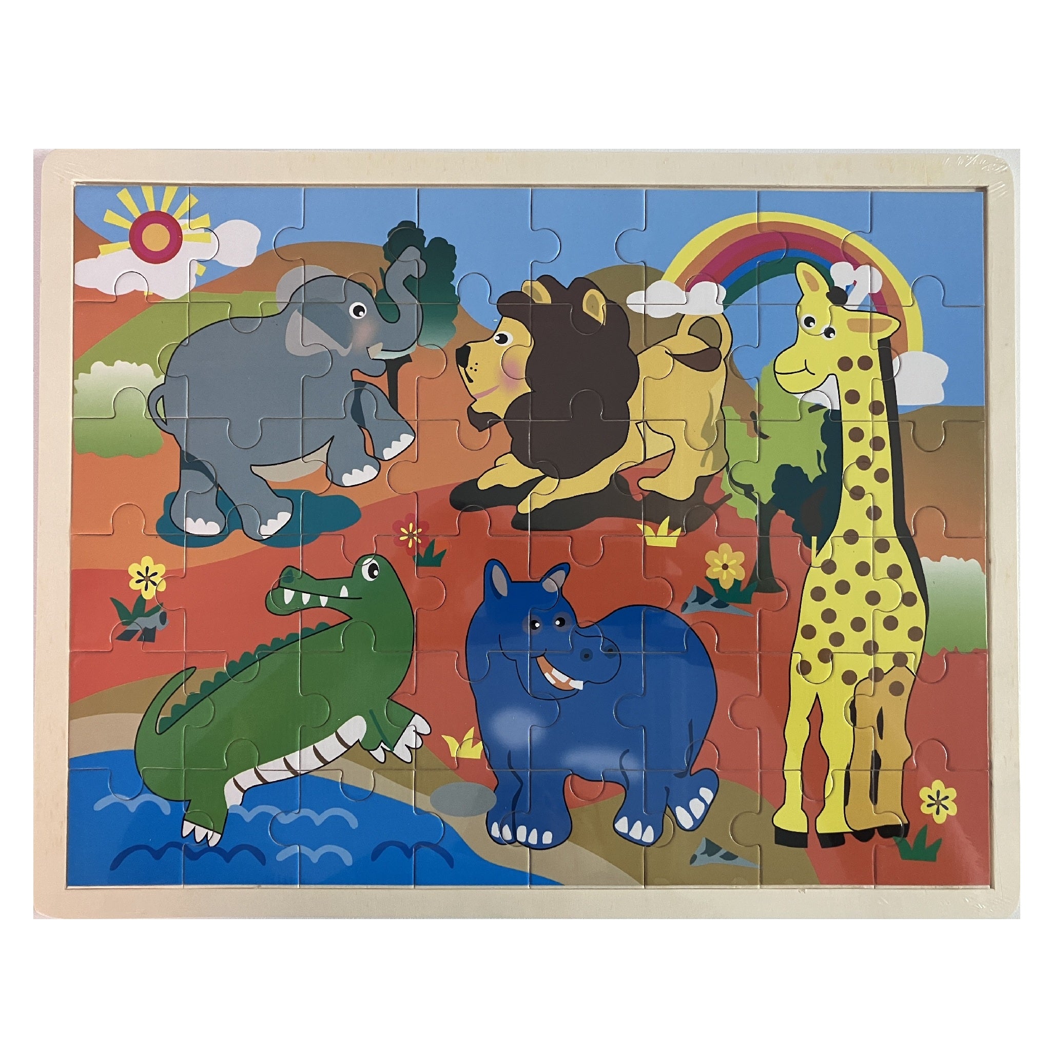 Wooden Jigsaw Puzzle - Large - 48pcs - Wild Animals