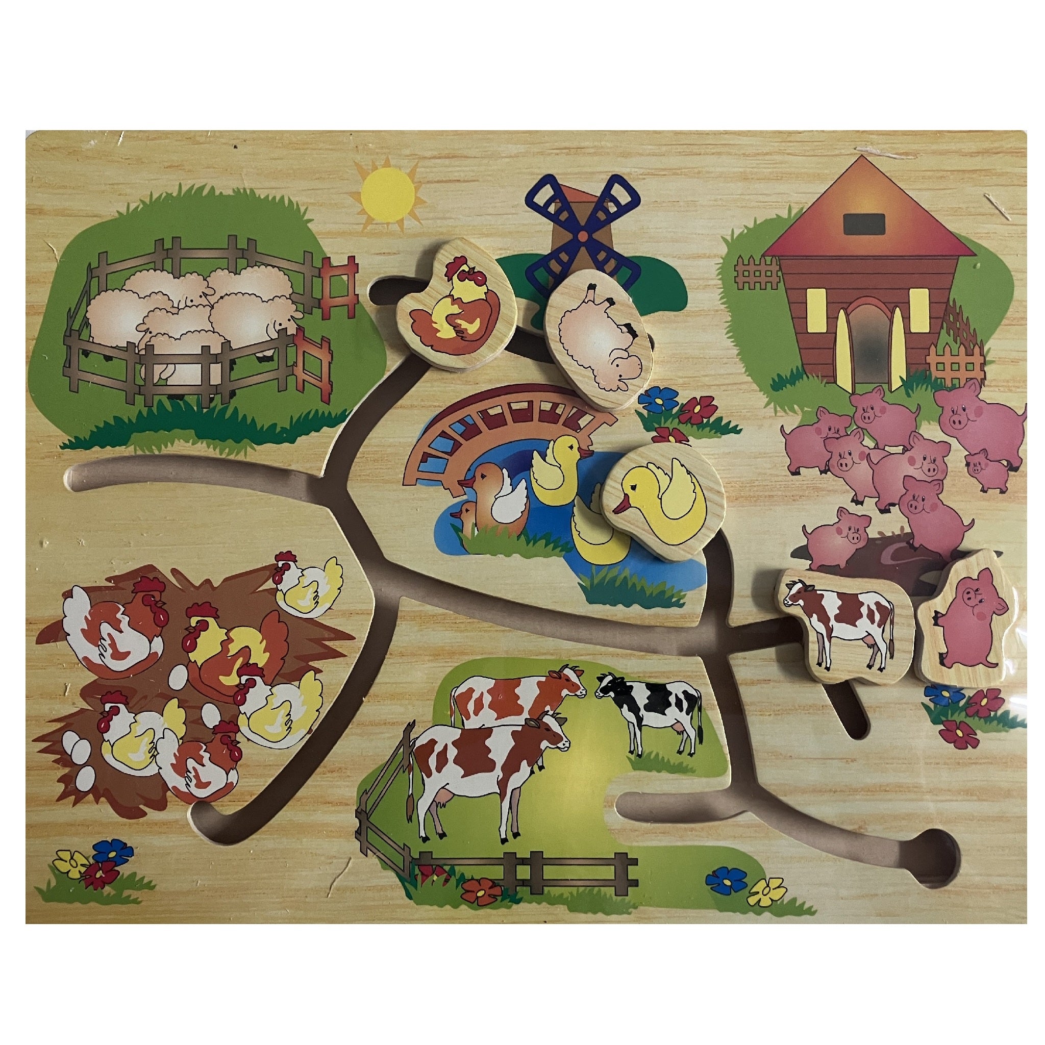 Wooden Puzzle - Moving - Farm