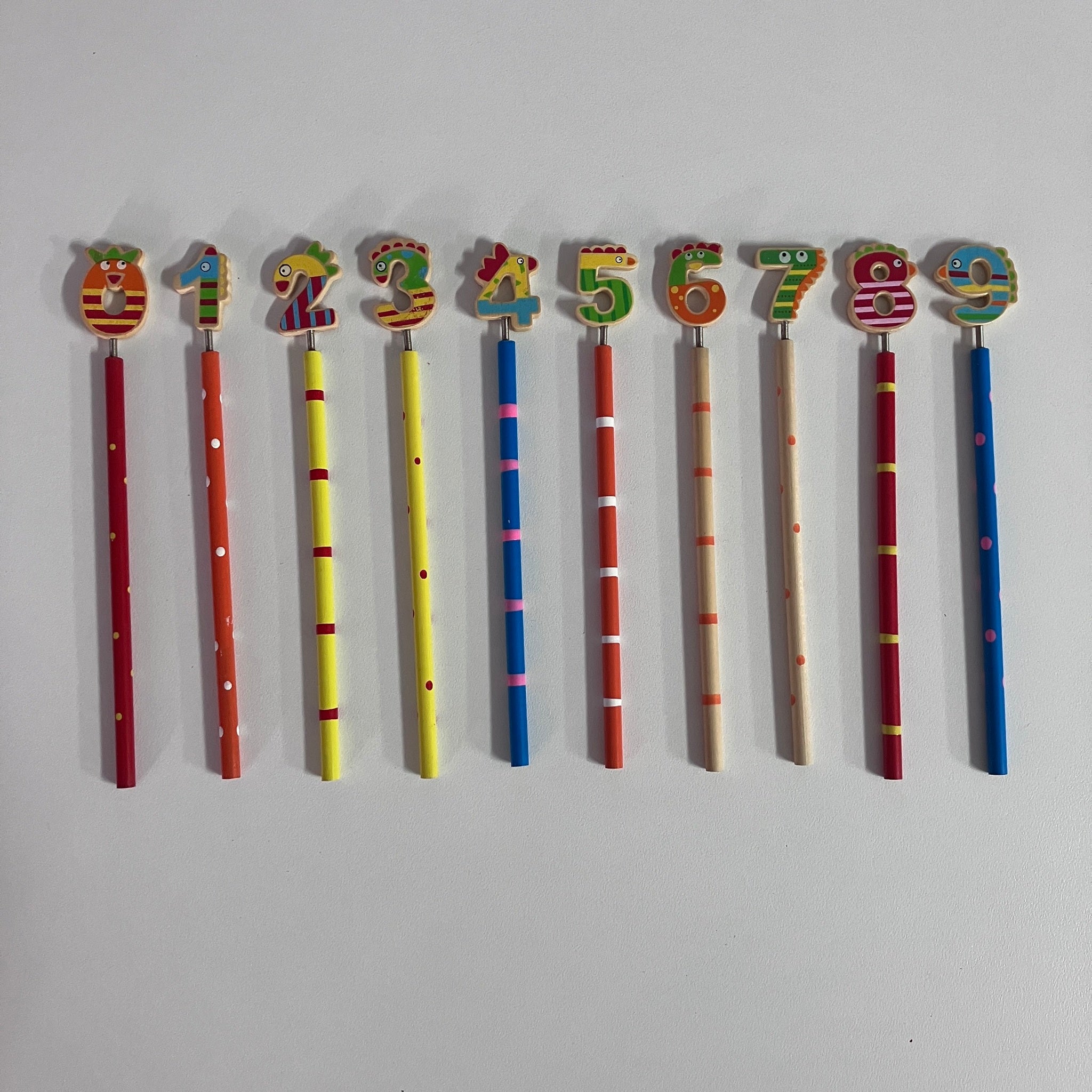Wooden Pencils - Numbers - Assorted Designs