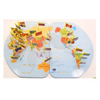 Wooden World Map with Flags