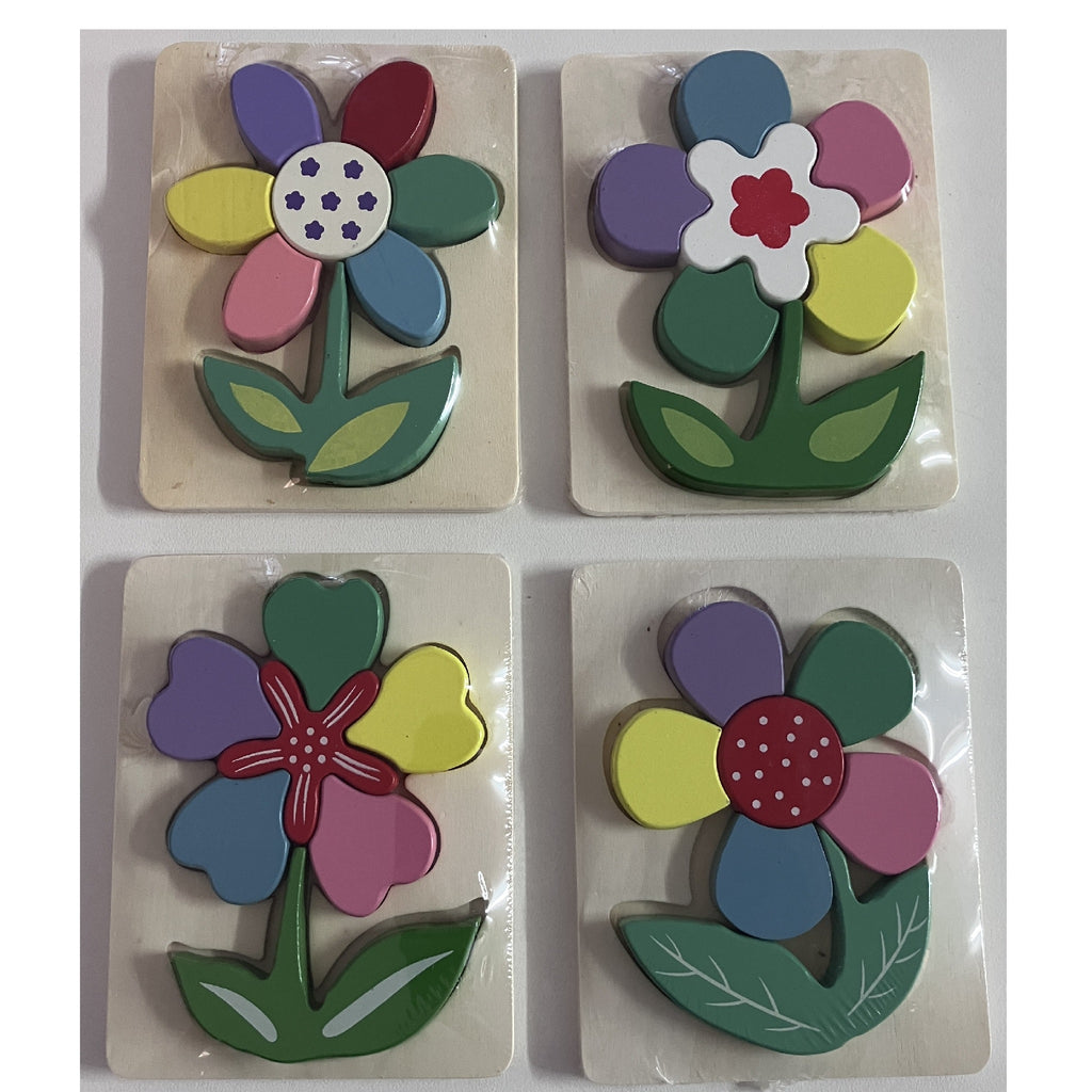 Wooden Block Puzzles - Flowers - Assorted Designs