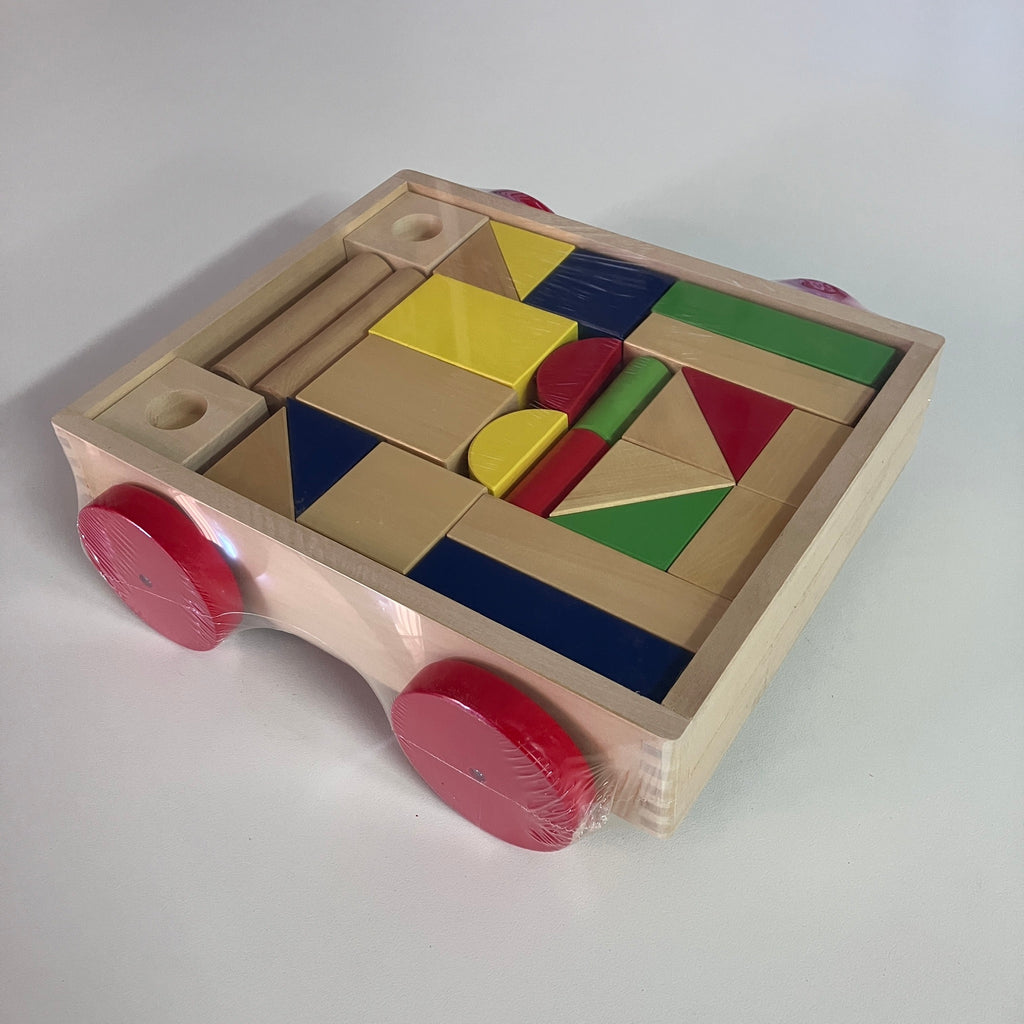 Wooden Building Block Cart