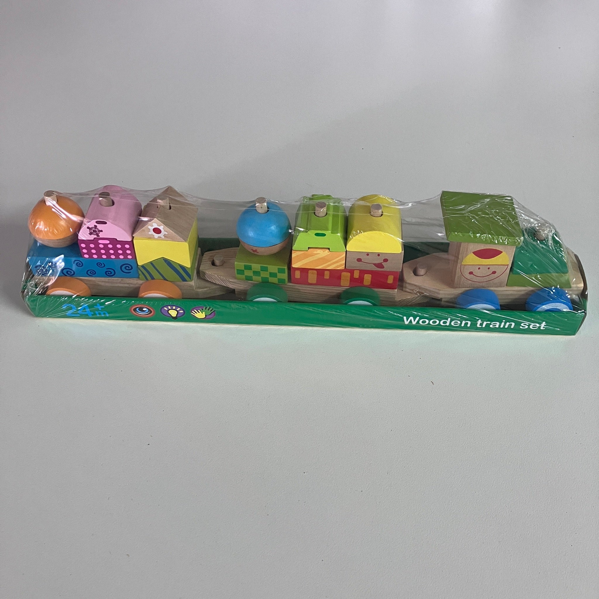 Wooden Train - Block Train - Smiley Face