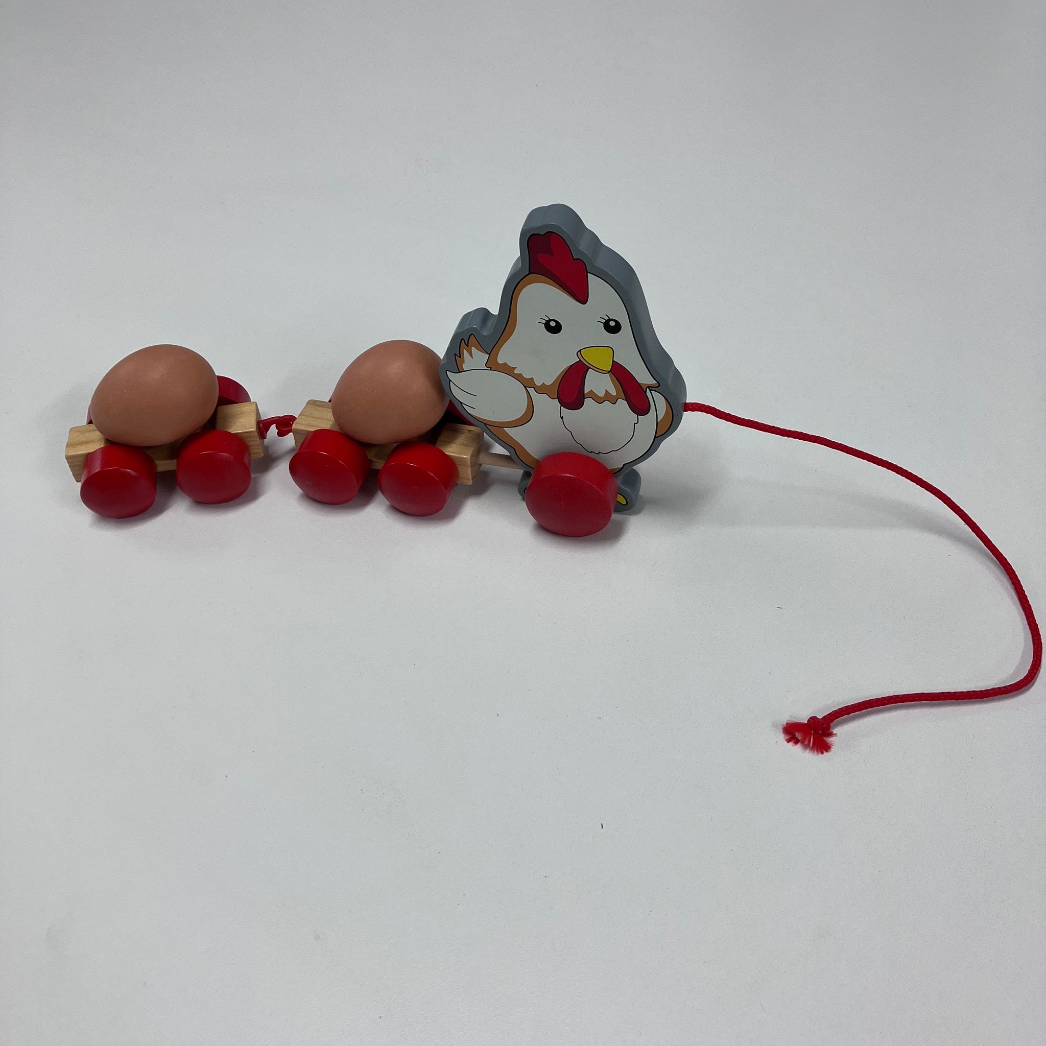 Wooden Pull Along Animals - Hen with Eggs