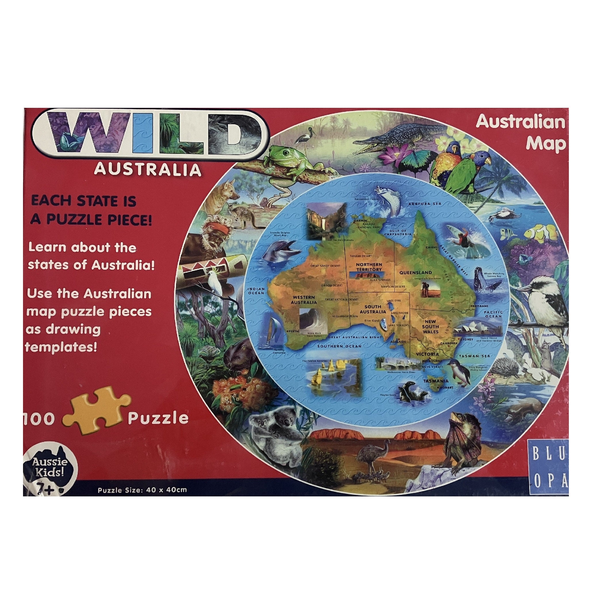 Blue Opal 100pc Puzzle- Wild Australia - Australia Map
