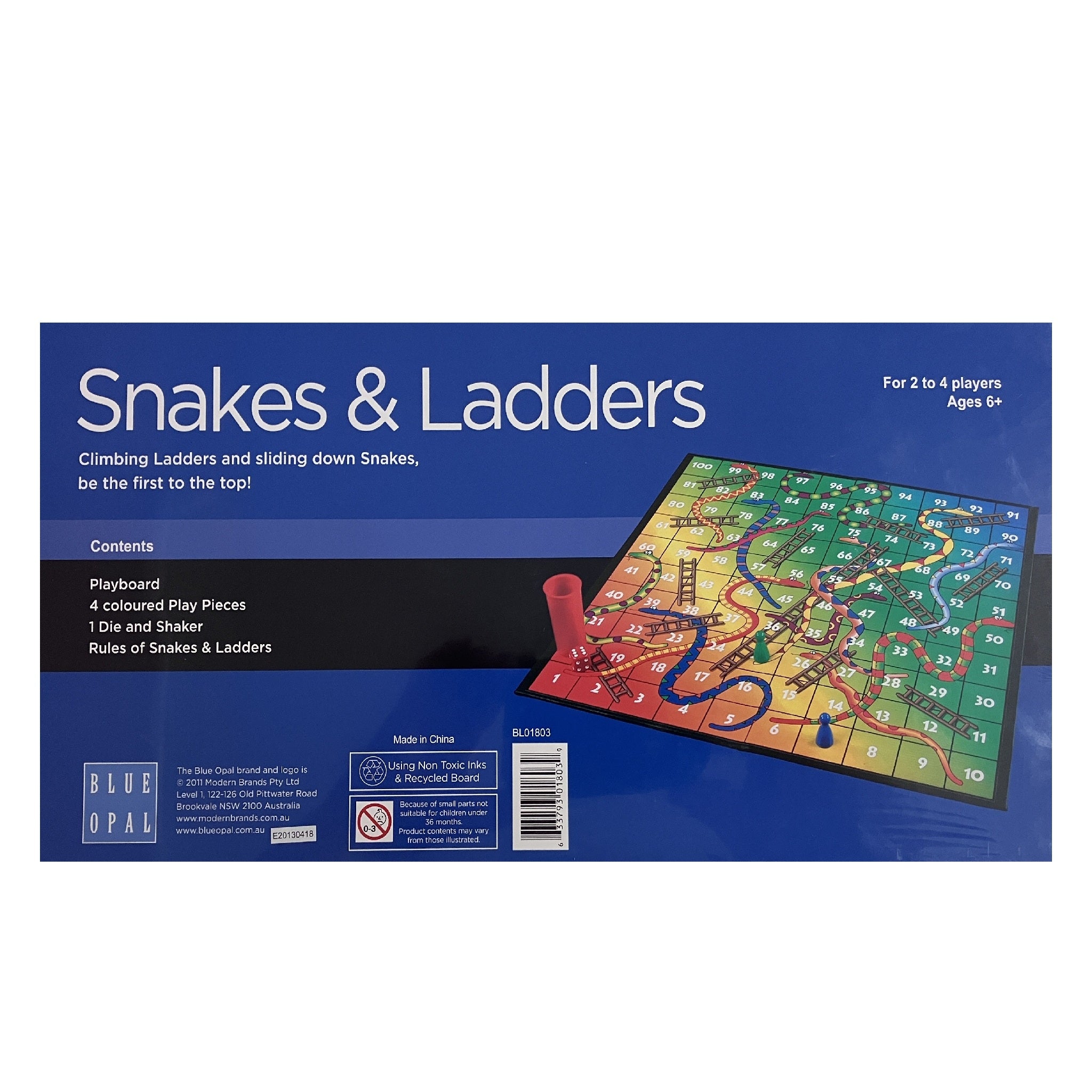 Blue Opal Snakes & Ladders Game
