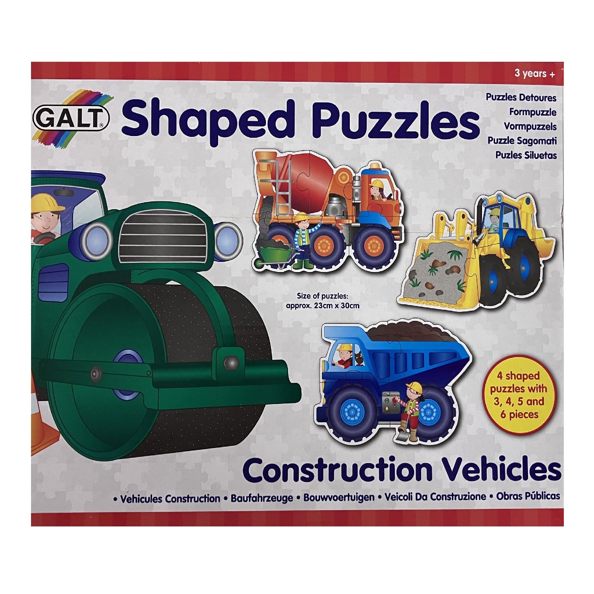 Galt - 4 x Shaped Puzzles - Construction Vehicles