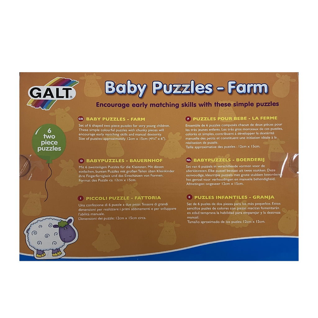 Galt - Baby Puzzles - 6 x 2pc Puzzles - Farm