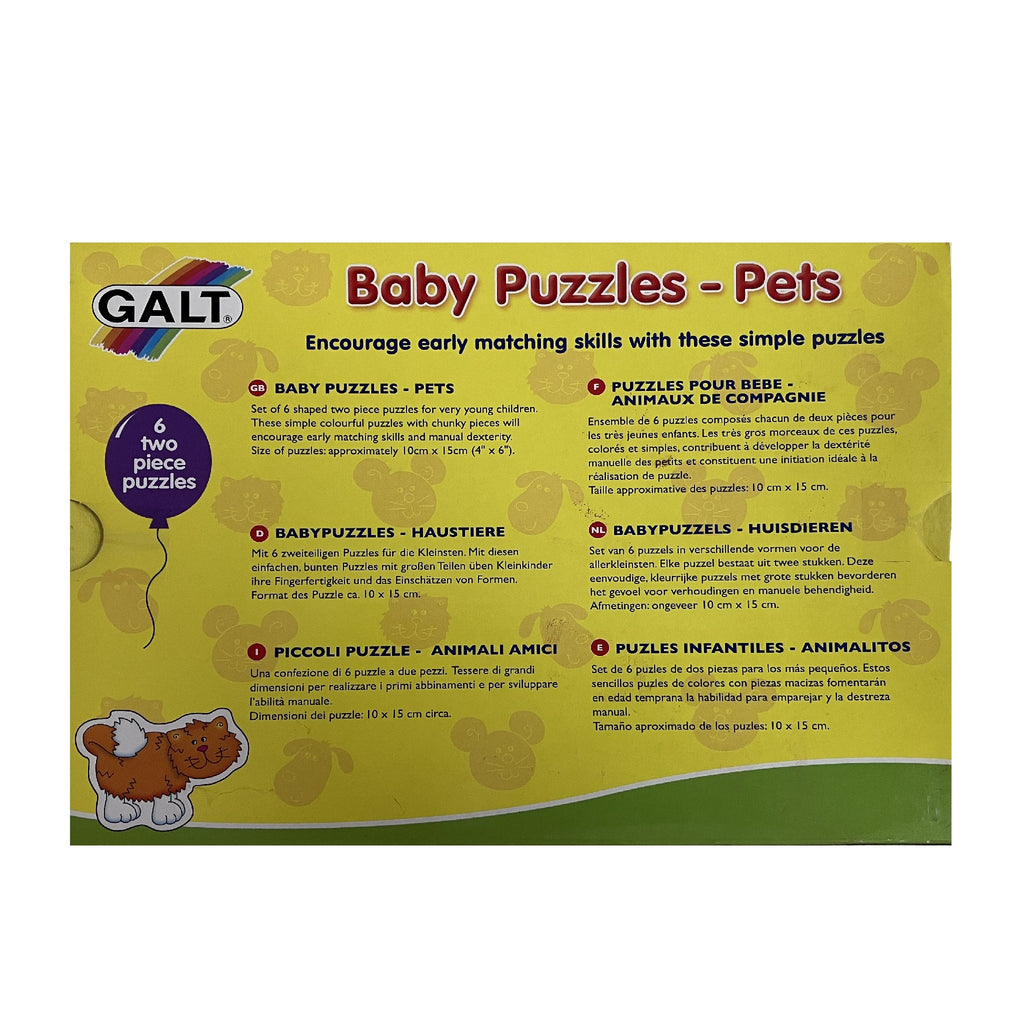 Galt - Baby Puzzles - 6 x 2pc Puzzles - Pets