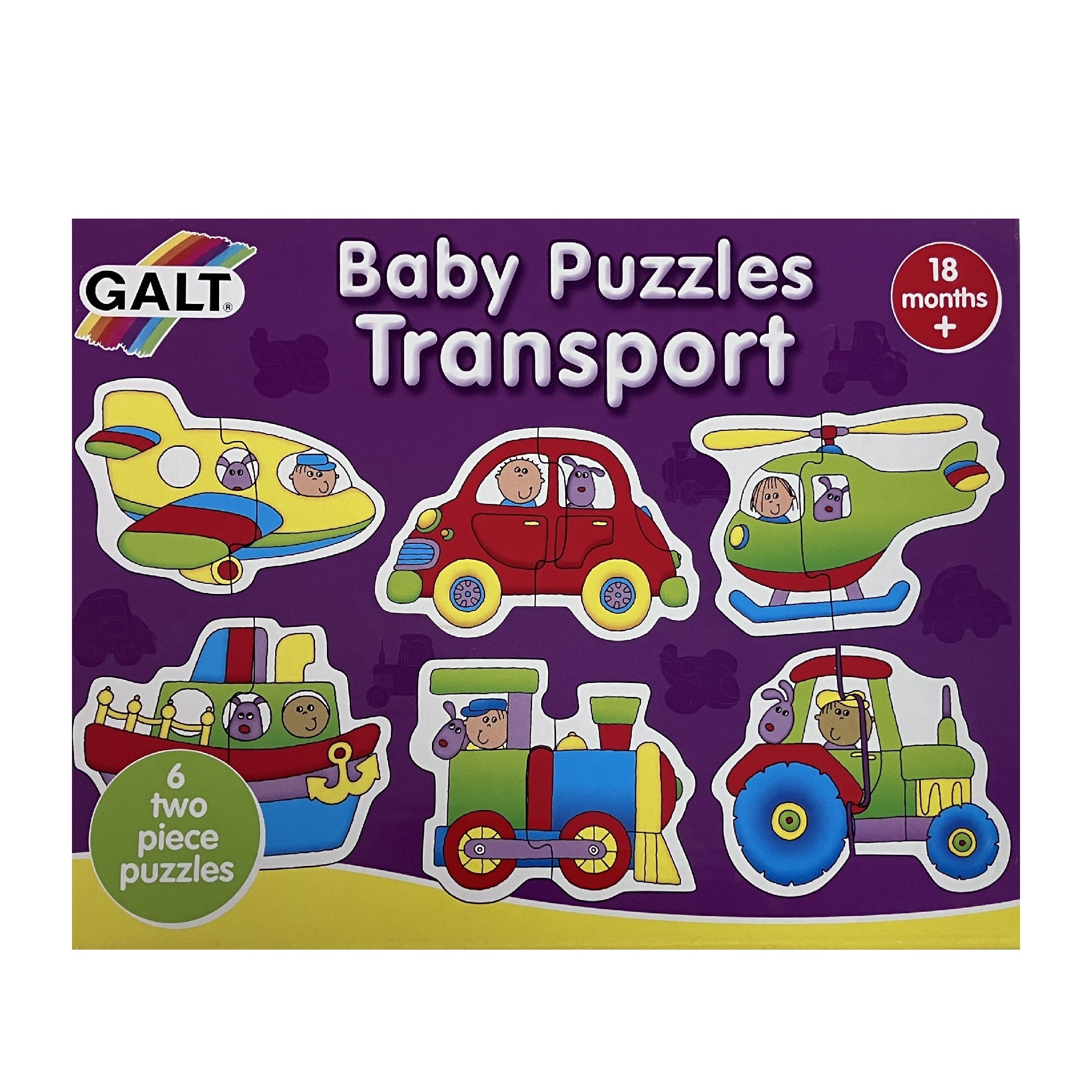 Galt - Baby Puzzles - 6 x 2pc Puzzles - Transport