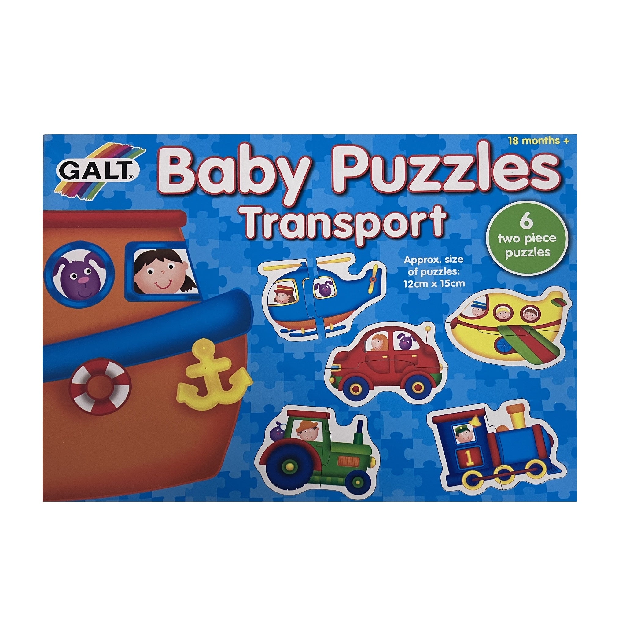 Galt - Baby Puzzles - 6 x 2pc Puzzles - Transport