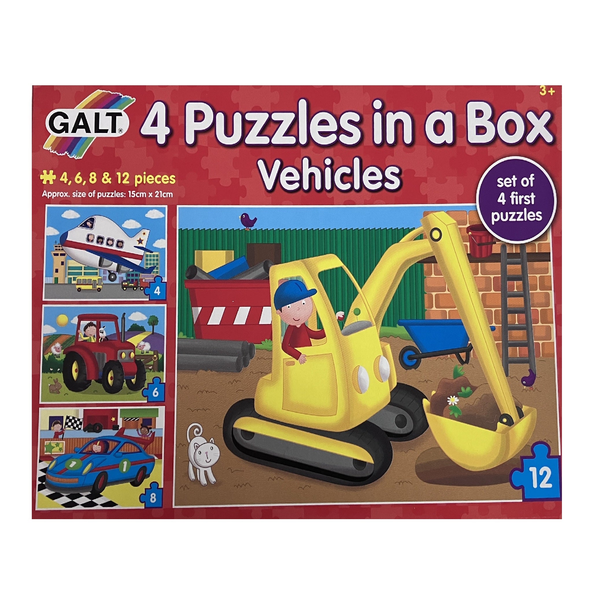 Galt - 4 Puzzles in a Box - Vehicles