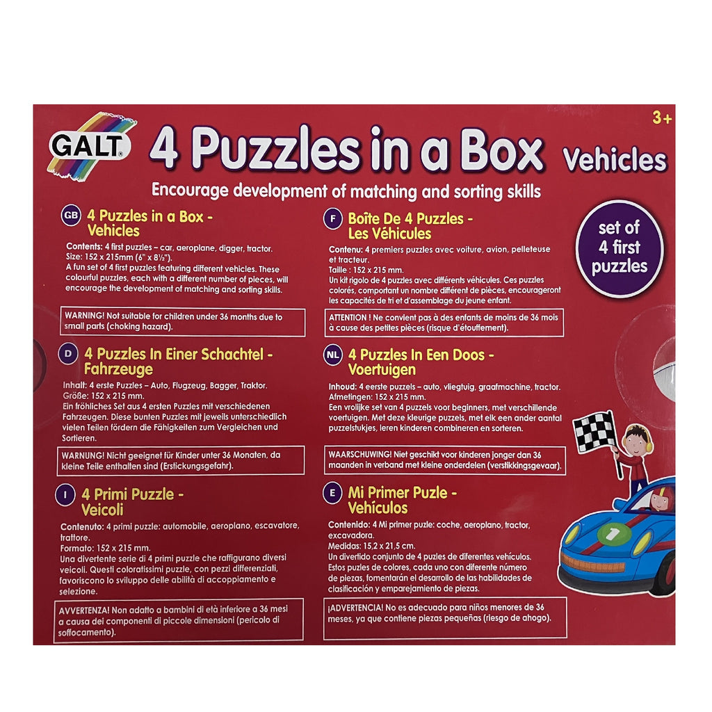 Galt - 4 Puzzles in a Box - Vehicles