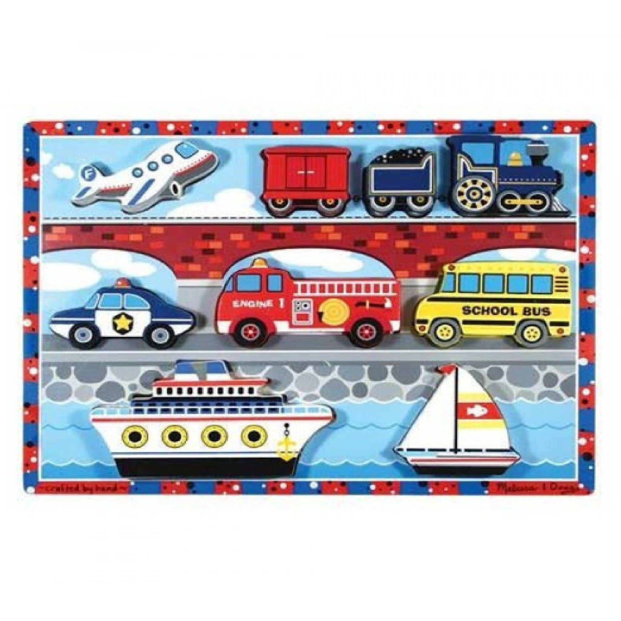 Melissa & Doug Wooden Puzzle - Vehicles Chunky Puzzle