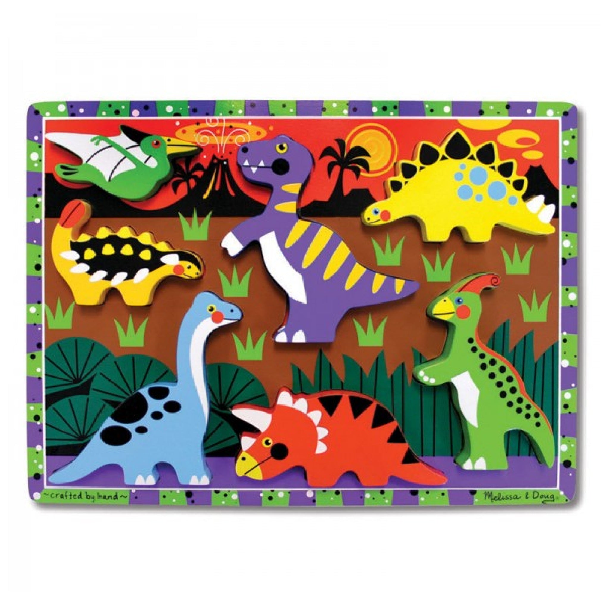 Melissa & Doug Wooden Puzzle - Dinosaurs Chunky Puzzle