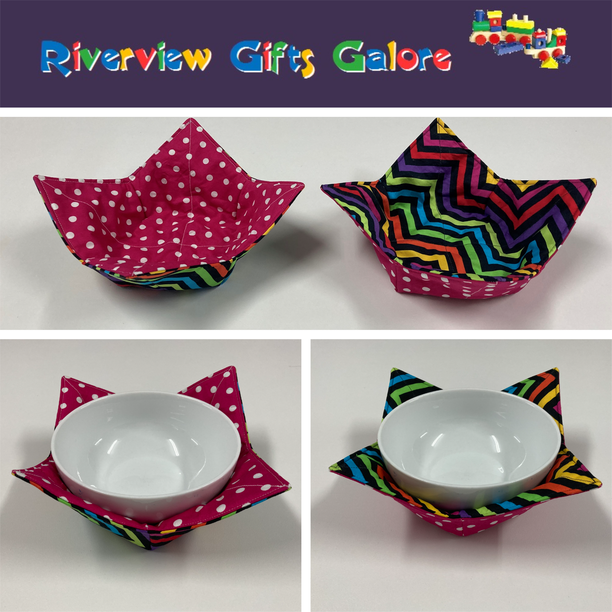 Soup Bowl Reversible Cozy – Spots and Chevron