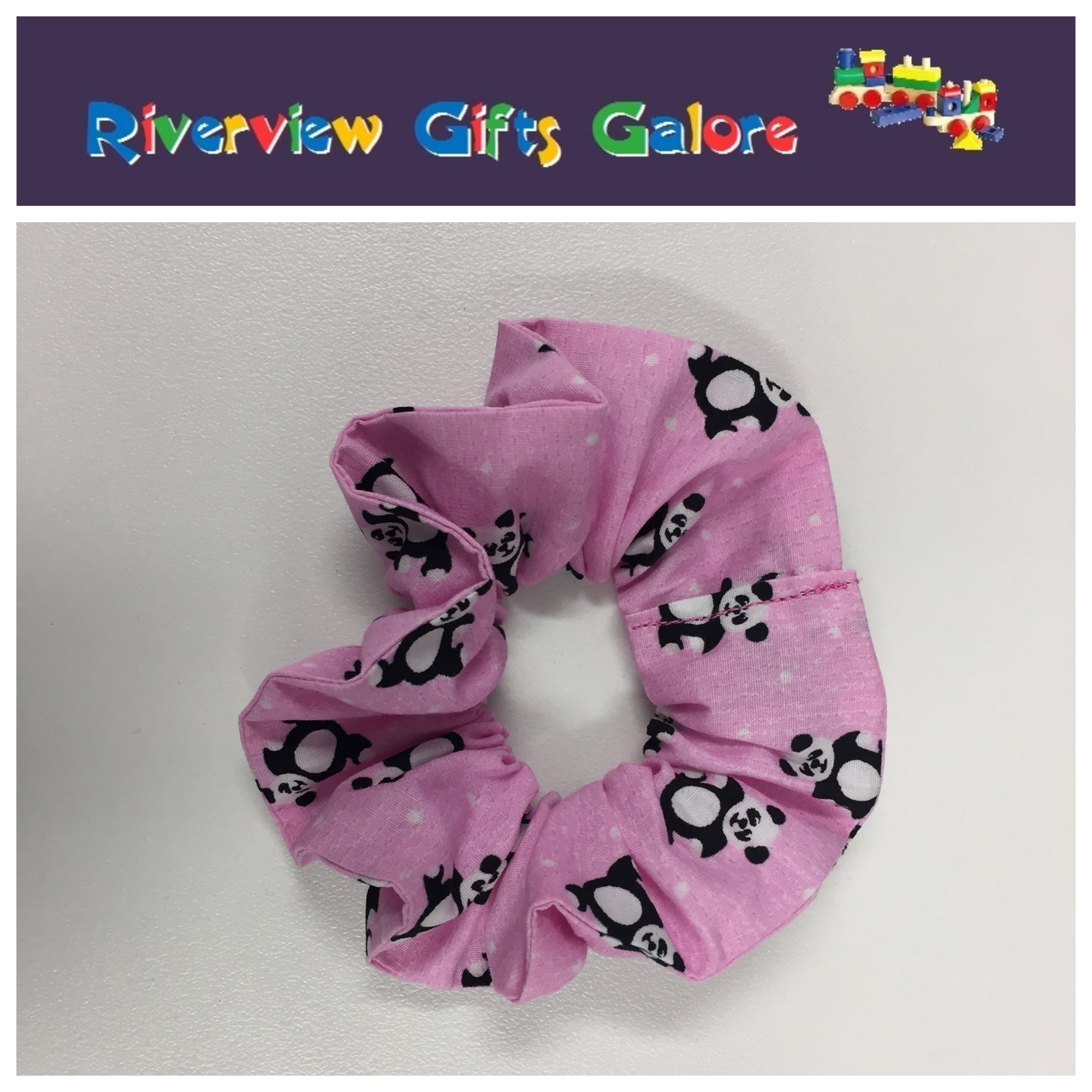 Scrunchie - Panda on Pink