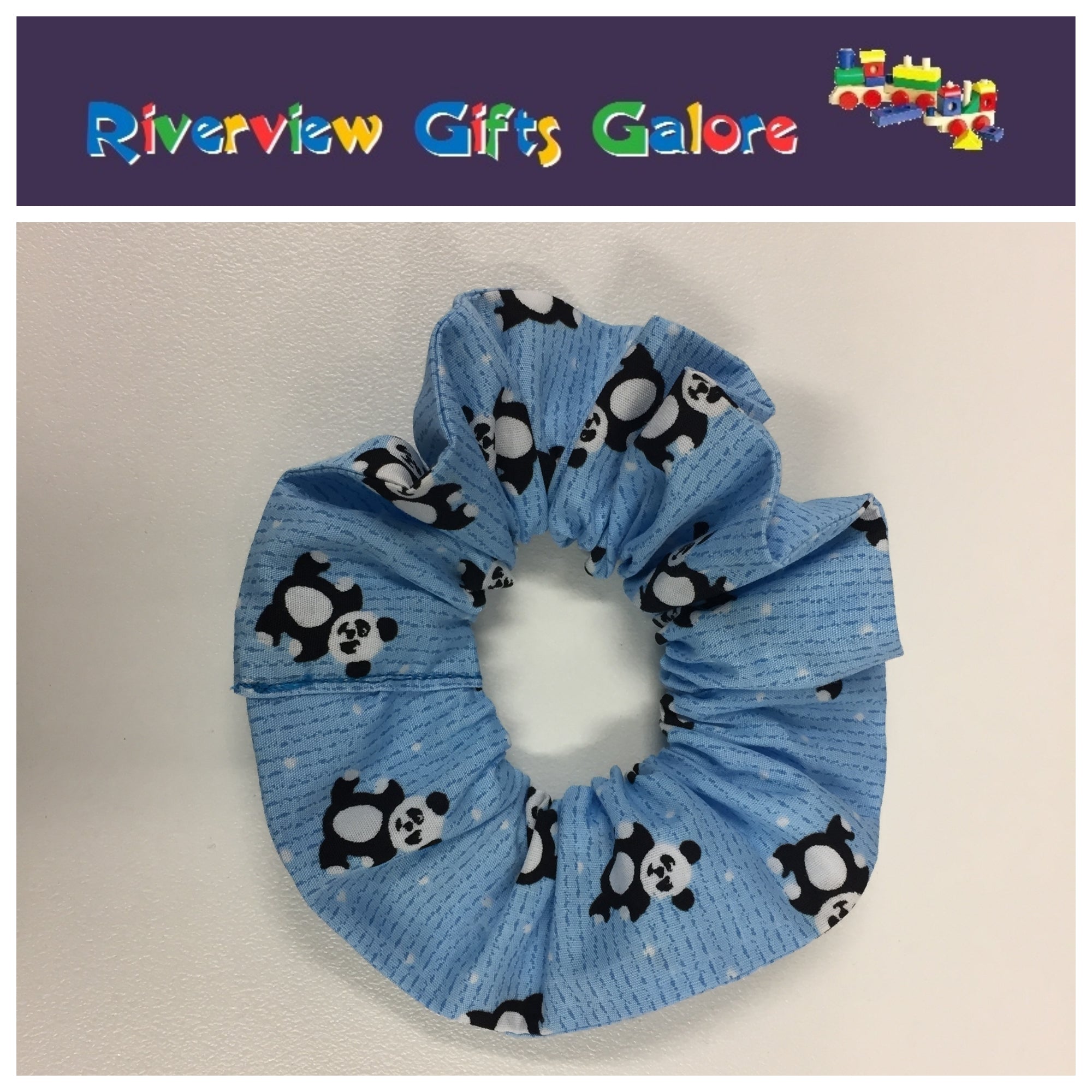 Scrunchie - Panda on Blue