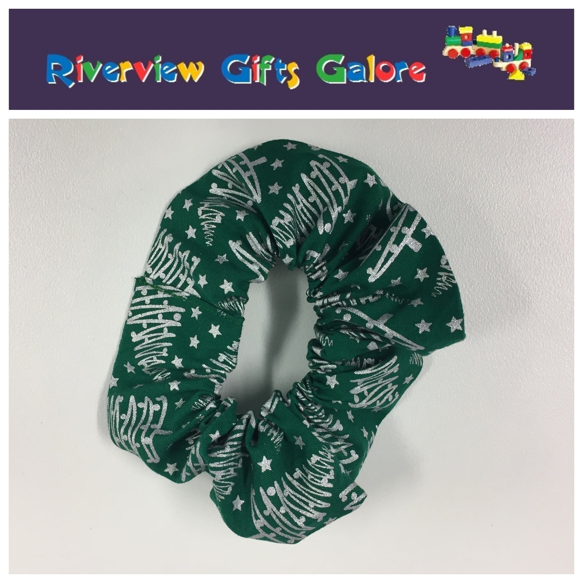 Scrunchie - Green Xmas Tree Glitter