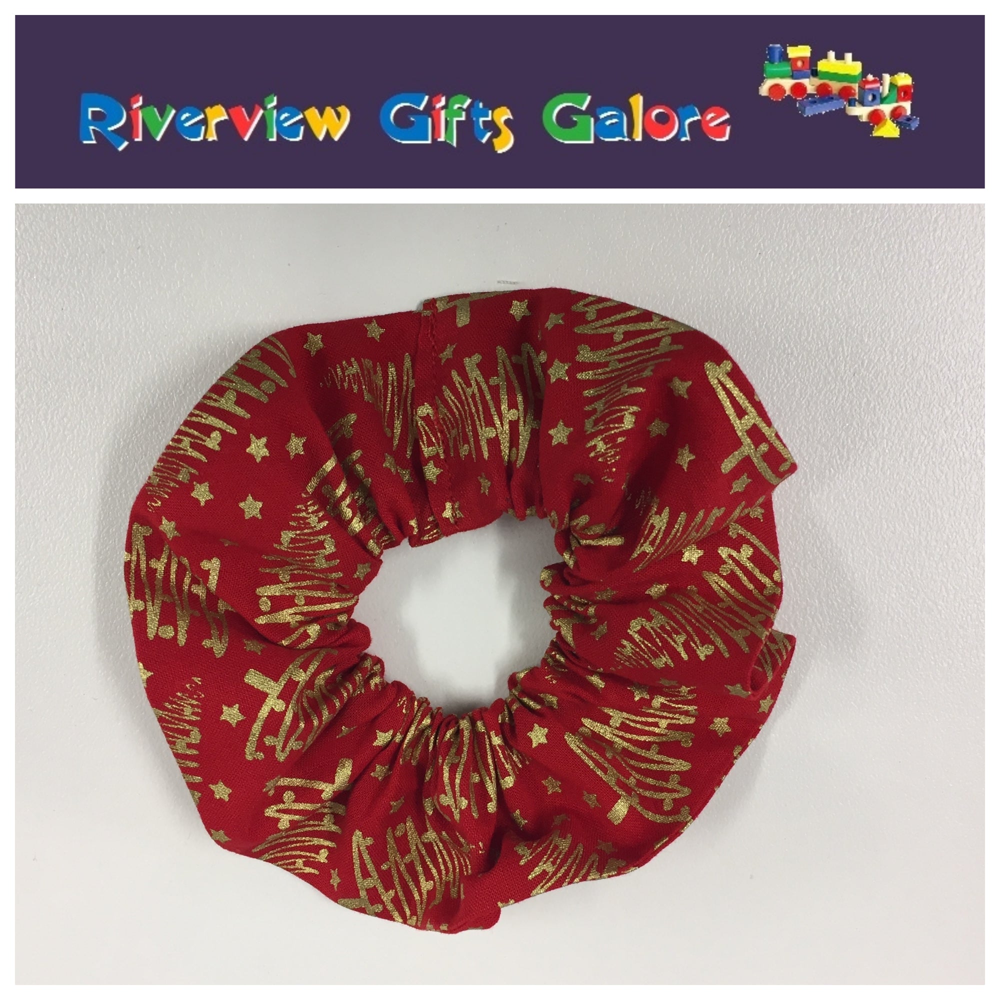 Scrunchie - Red Xmas Tree Glitter