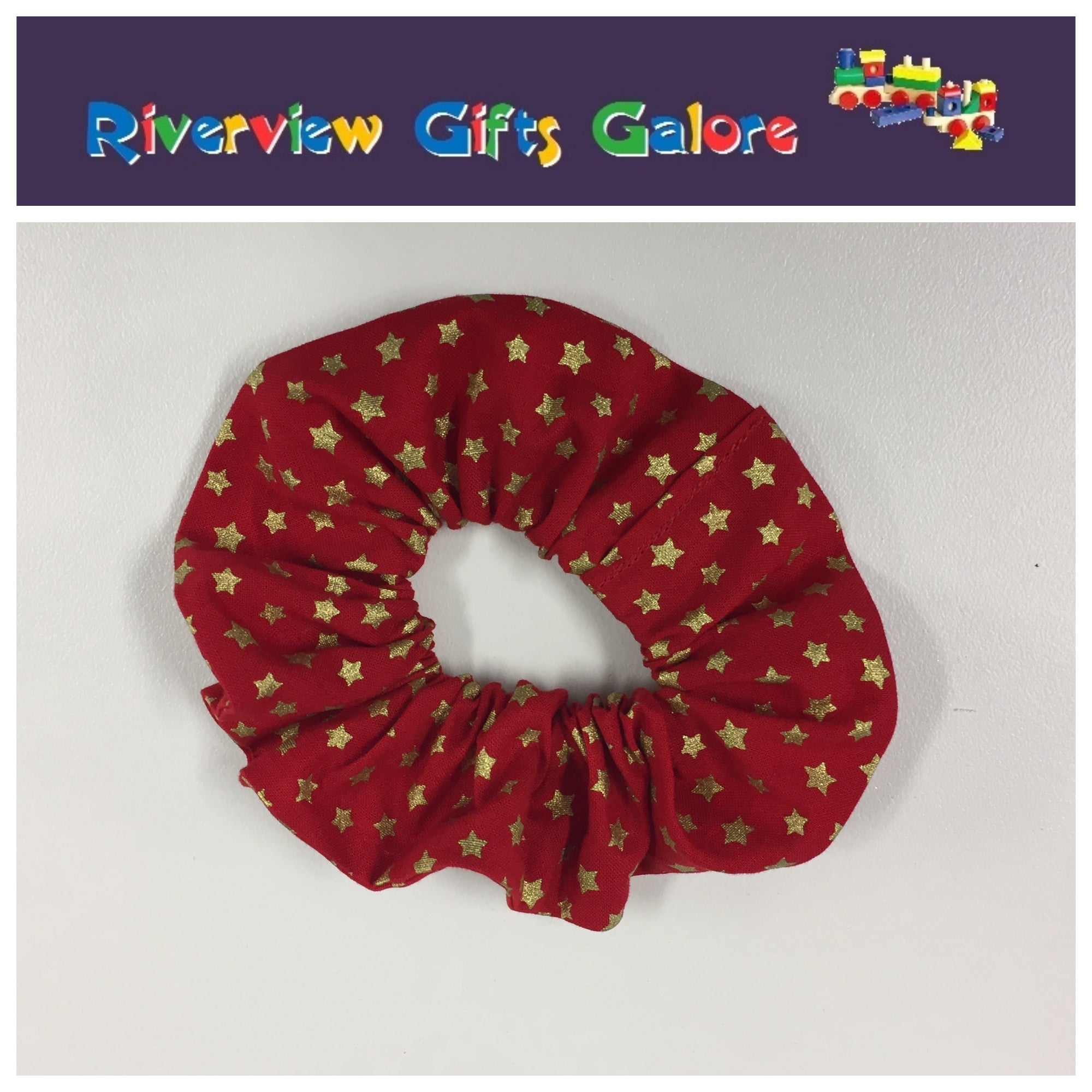 Scrunchie - Gold stars on Red