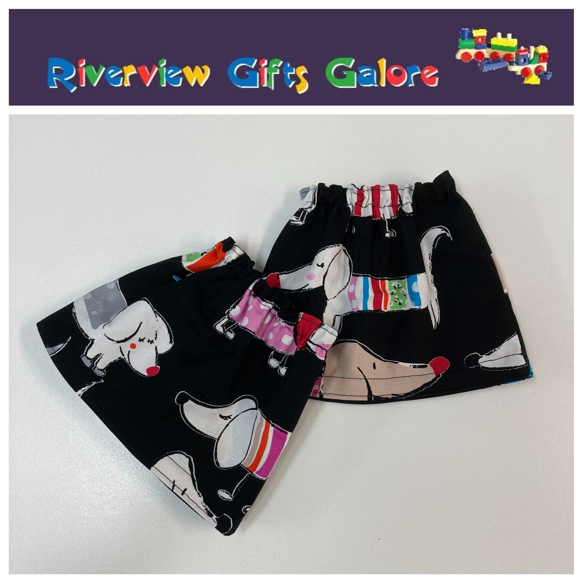 New Style Sock Protectors / Sock Savers / Burr Guards / Gaiters (Double Thickness and Reversible) - Dogs on Black
