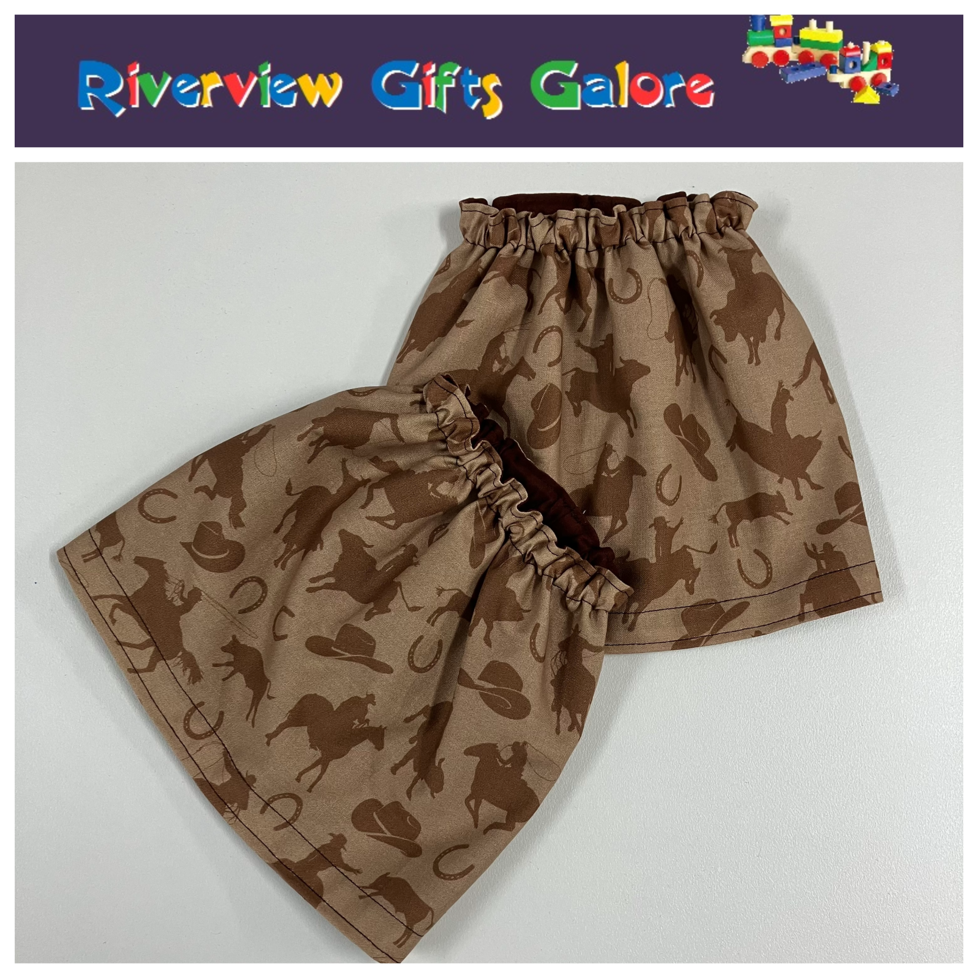 New Style Sock Protectors / Sock Savers / Burr Guards / Gaiters (Double Thickness and Reversible) - Cowboys