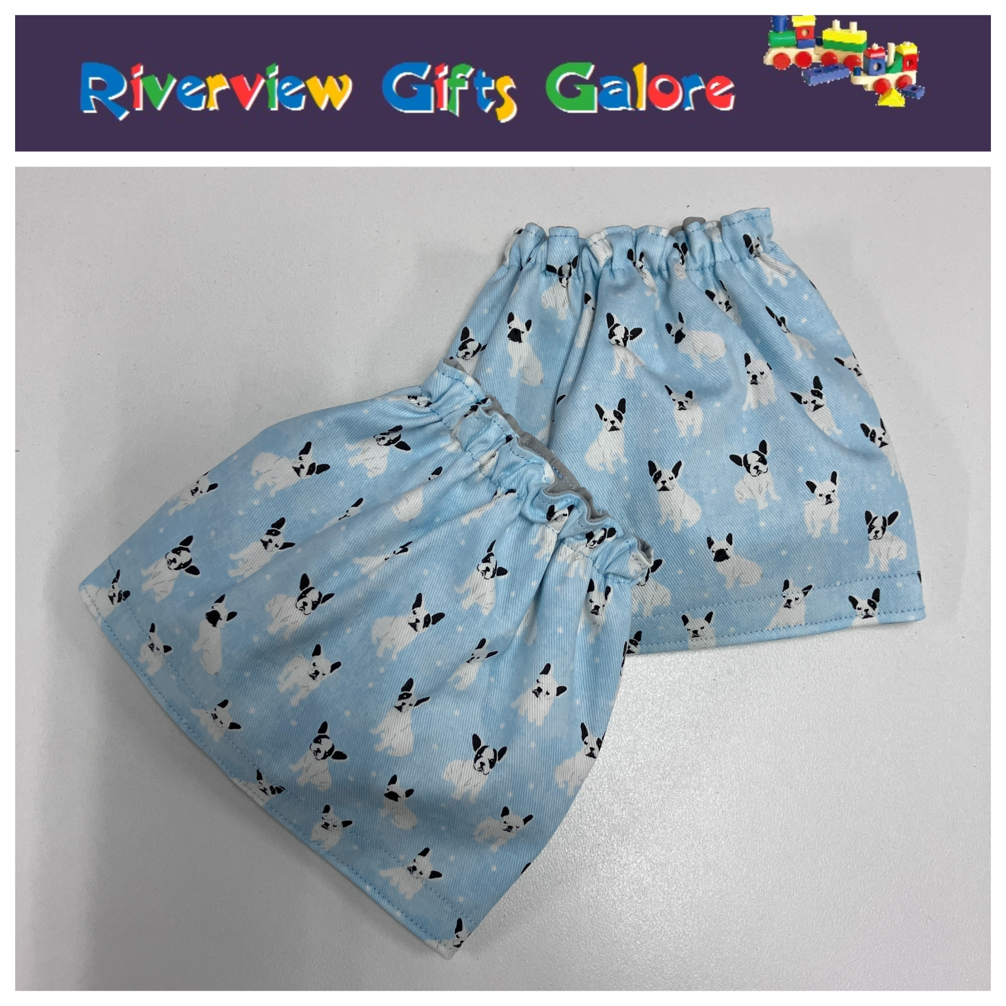 New Style Sock Protectors / Sock Savers / Burr Guards / Gaiters (Double Thickness and Reversible) - Dogs on Blue