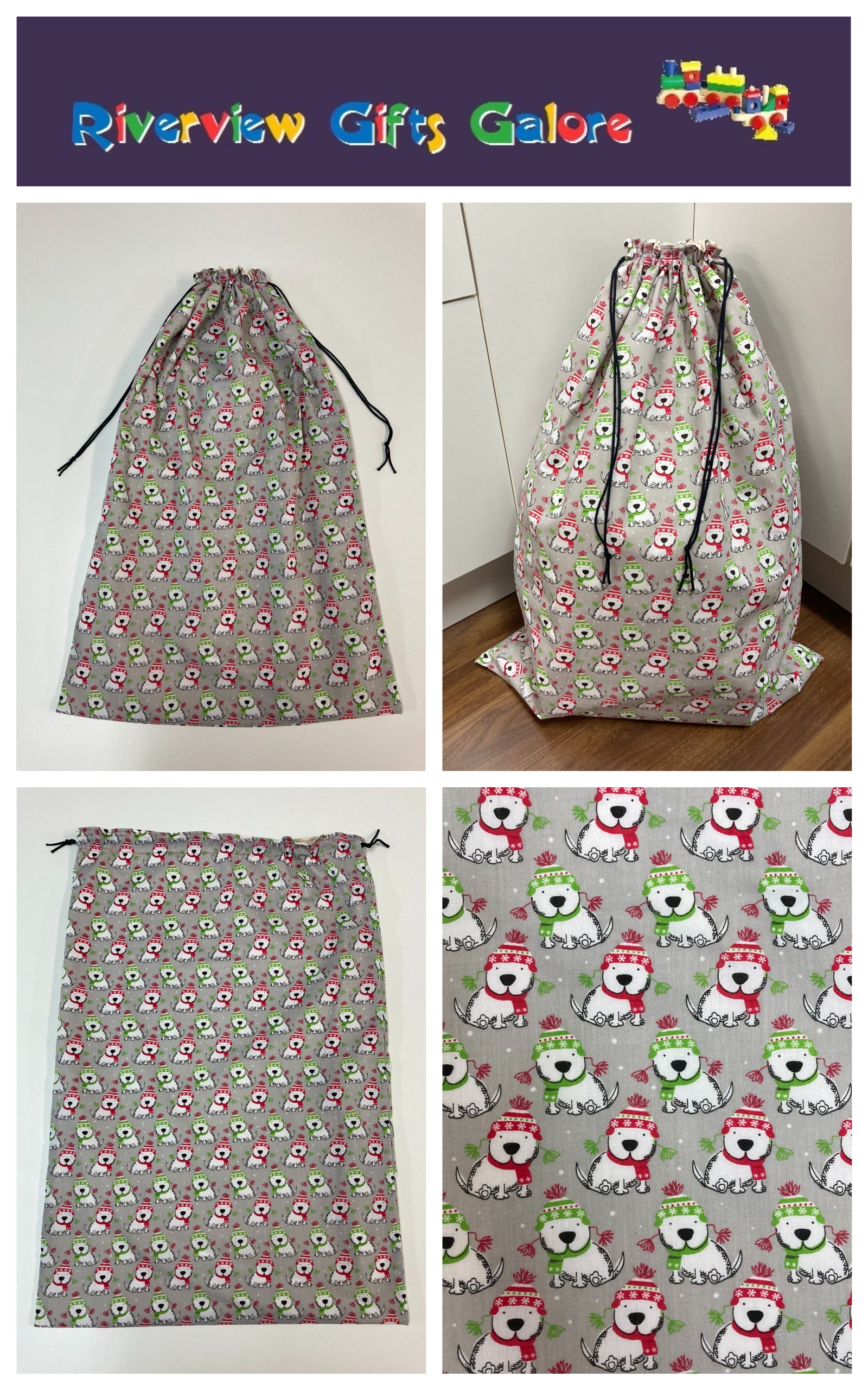 Santa Sack - Large - Christmas Dogs