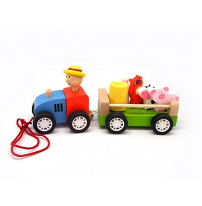 Pull Along Farm Tractor With Animals