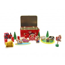 Wooden Farm Set in Tin Case Wooden Farm Set in Tin Case